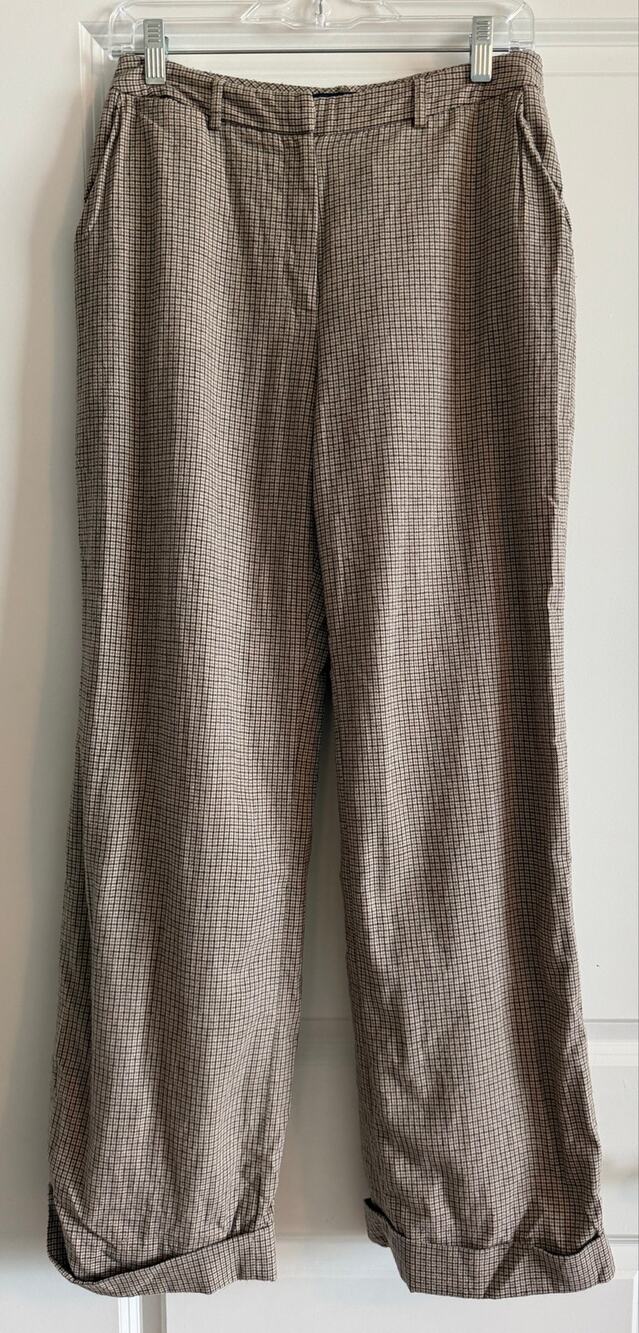 Ann Taylor Women’s Size 6 Plaid Trouser Pants Cuffed Hem Brown